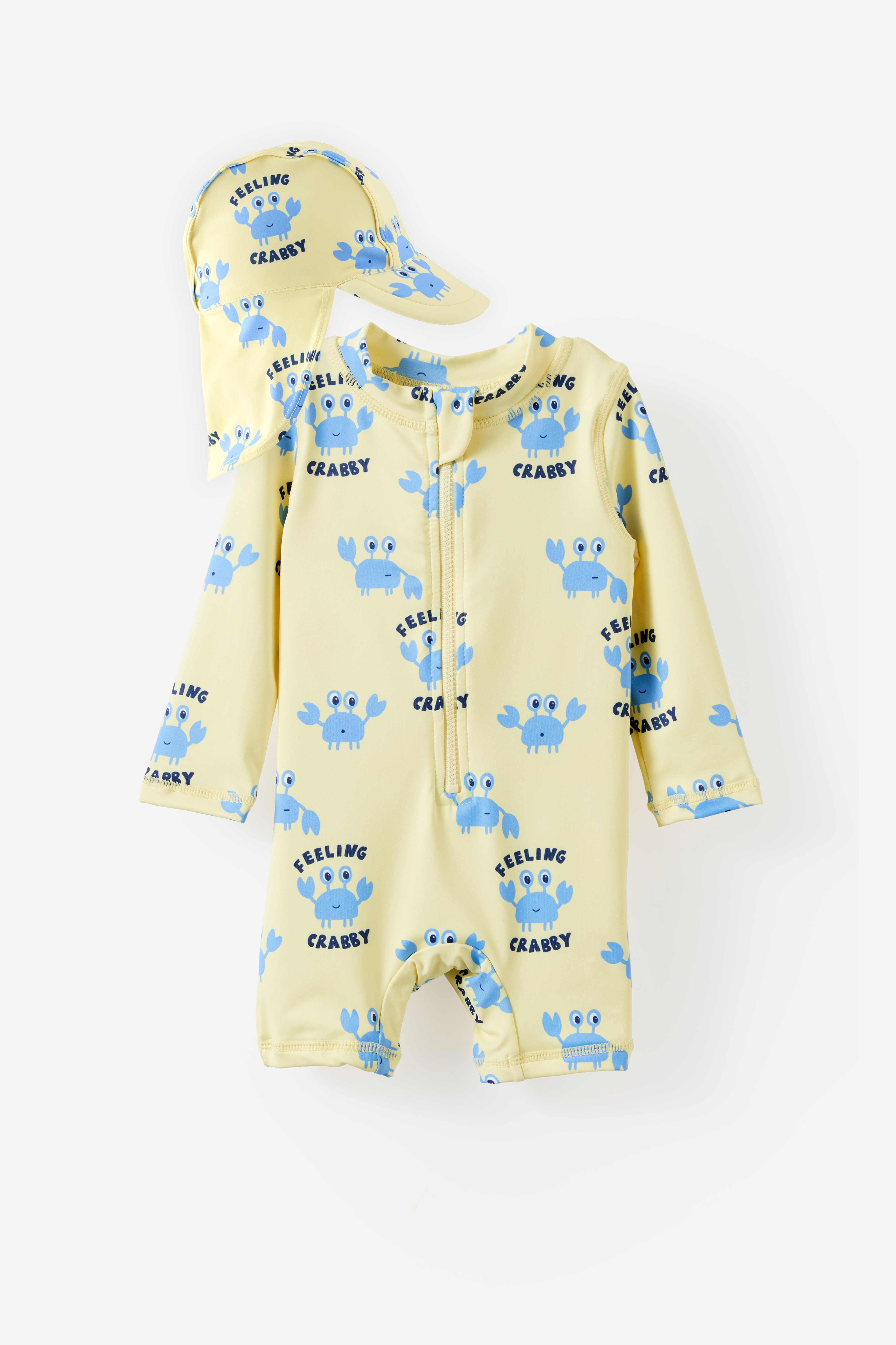 Baby Long Sleeve Swimsuit & Swim Hat Set, 